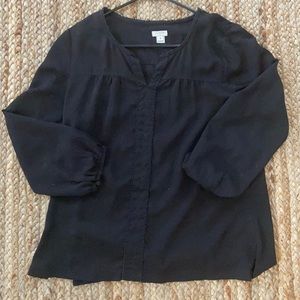 J.Crew Factory size Medium black blouse with detail down front and neck